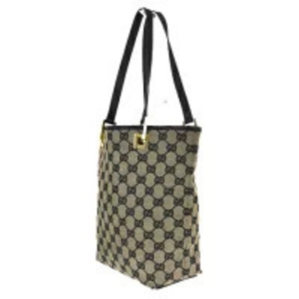 Gucci Shoulder Canvas Black Leather Bag GG Tote Black